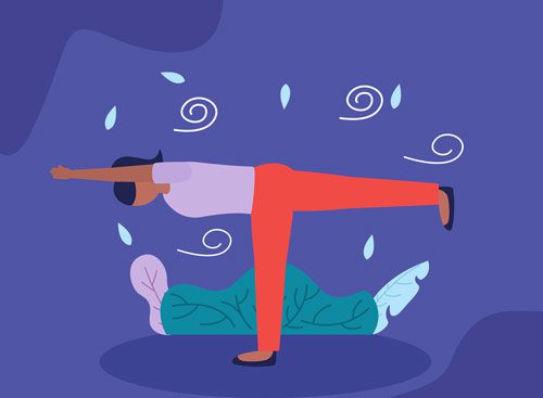 brightly colored illustration of person doing yoga outside - holistic therapy