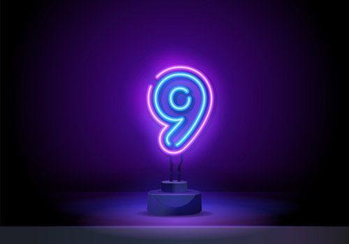 neon sign of the number nine in purple and pink - recovery playlist
